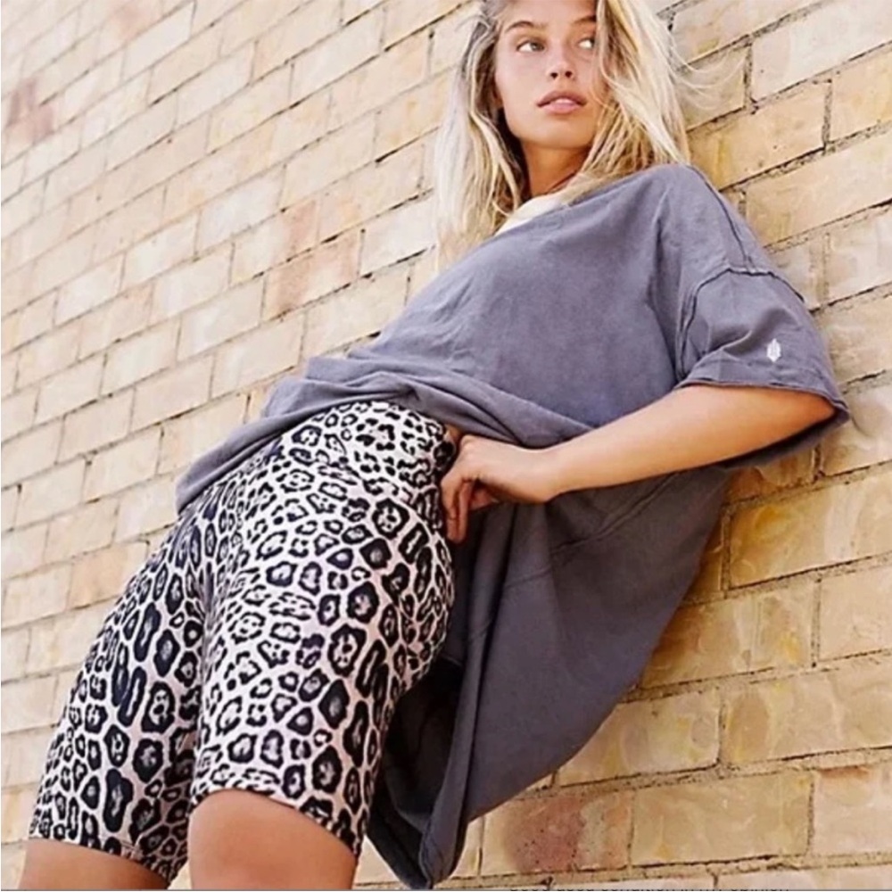 Free People leopard biker shorts